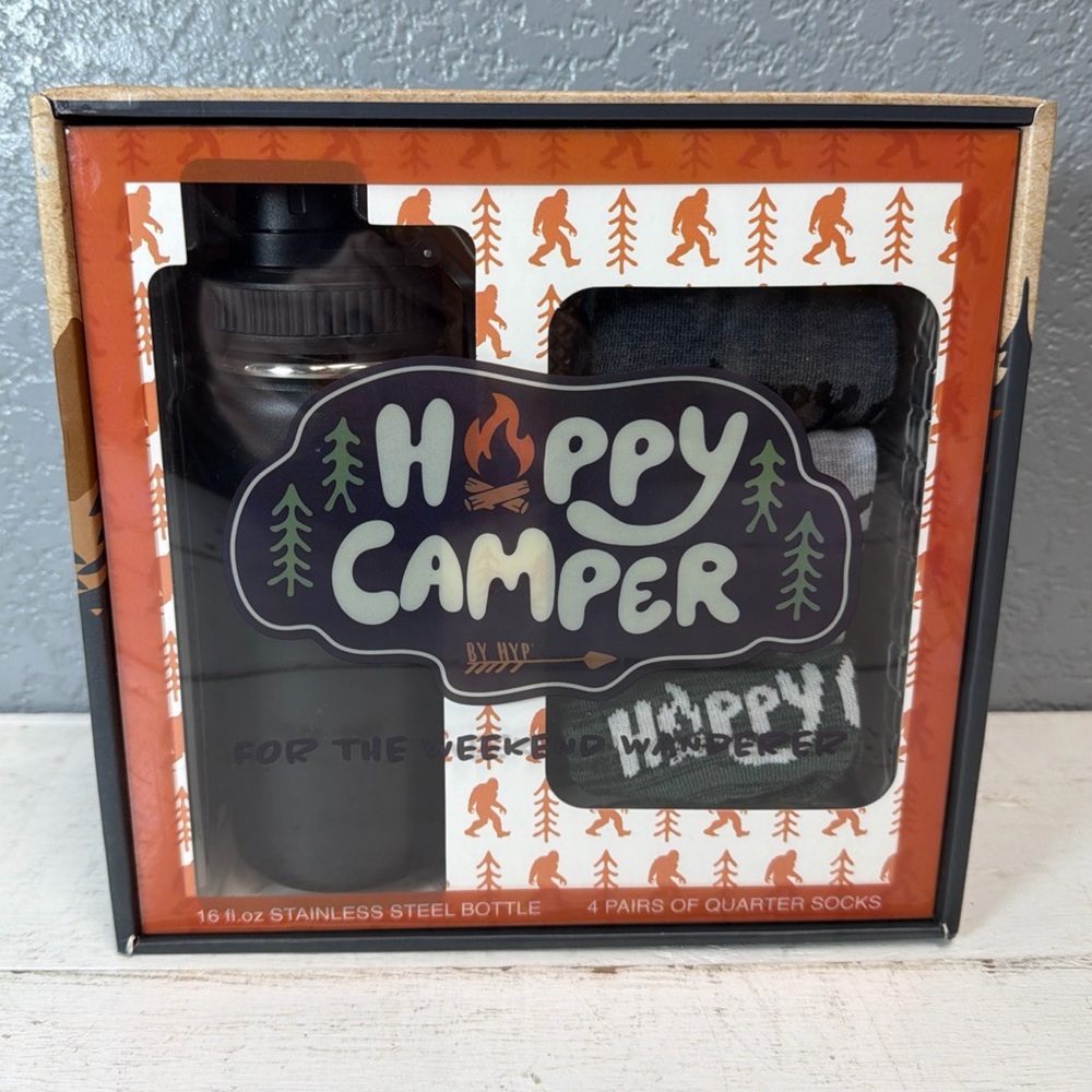 Men’s Happy Camper Gift Set with Bottle & 4 Pairs Socks